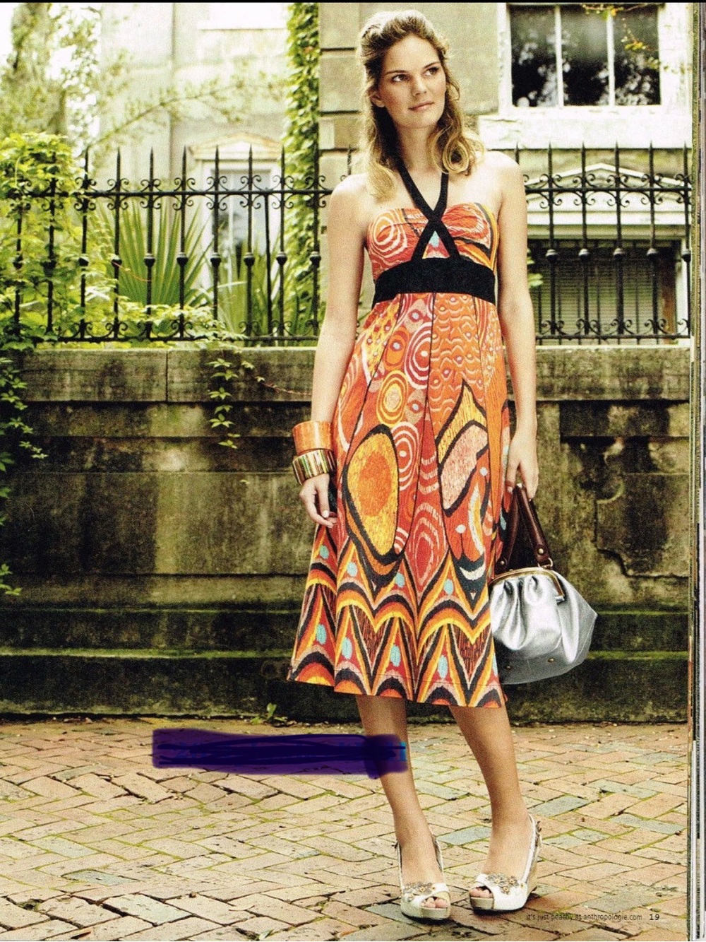 Anthropologie / Maeve | Fiery Dew Orange Halter Midi Dress, size 4